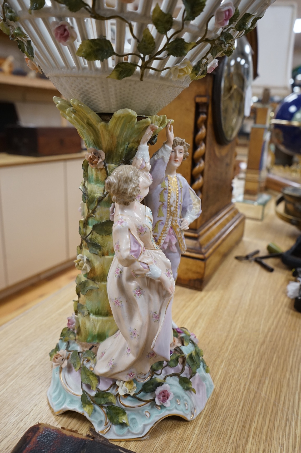 A German figural centrepiece, Sitzendorf or Plaue, 41cm